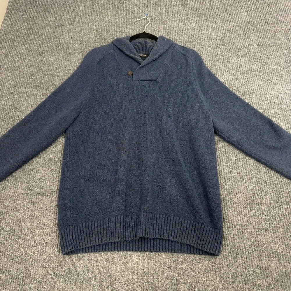 Banana Republic Sweater Mens‎ L Blue Cotton Blend Shawl Neck Button Casual Style